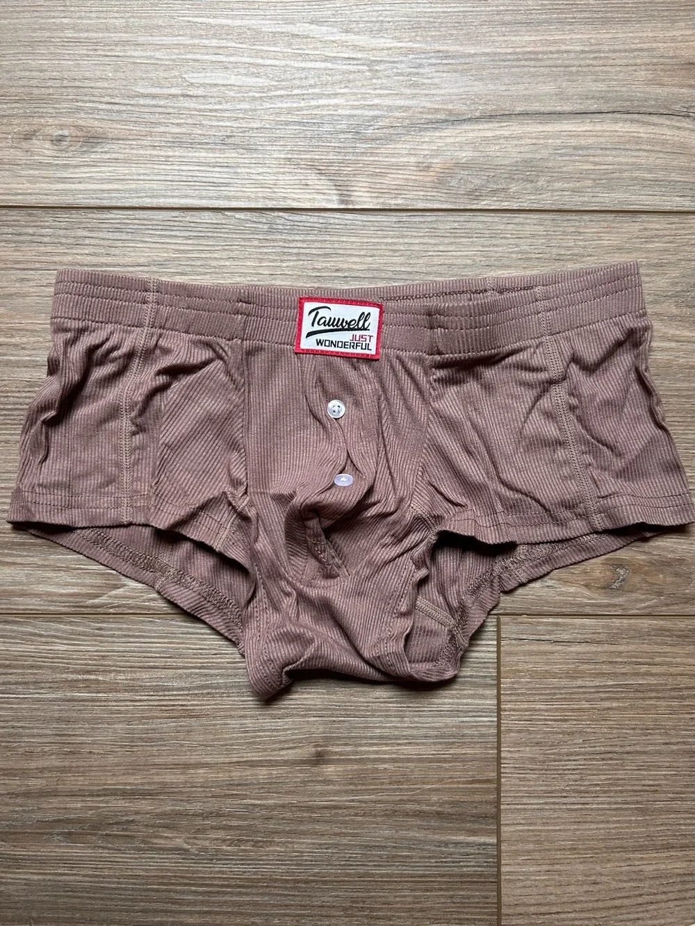 Textured Men’s Button Fly Boxers / Trunks by Tauwell in Sand Brown
